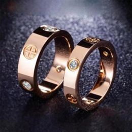 4mm 6mm Titanium Ateel Silver Love Ring Men and Women Rose Gold Rings For Lovers Couple Ring Jewellery Gift Whole KR001273R