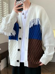 Men's Sweaters Spliced Knitting Cardigan Men Streetwear Casual High Quality Cotton Sweater Winter Fashion Brand Cardigans for A19 230922