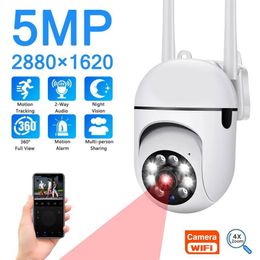 IP Cameras 5MP Wireless Security Surveillance Camera Wifi Outdoor 4X Digital Zoom AI Human Tracking Two-way Audio Night Color Cam 230922