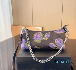 baguette lady hand bag designer purse crossbody handbags Vintage Flower Print Shoulder Bags Chain Tote Handbag