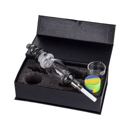 CSYC NC040 About 6.41 Inches Tube Dab Rig Glass Pipes Box Set 510 Quartz Ceramic Nail Wax Dish Silicon Jar Colourful Tower Style Smoking Pipe Water Perc Bubbler Bong