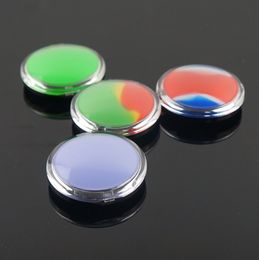 Portable Mirror Shape Plastic Cover Nonstick 6ML Wax Containers Silicone Box Jars Tool Storage Jar Oil Holder Hookah Shisha Accessories