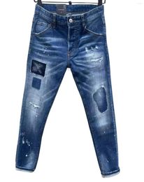 Men's Jeans 2023 Fashion Brand Men Washed Wear Holes And Paint Retro Motorcycle 119