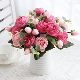 Decorative Flowers Small Bouquet 5Heads Peony Rose Imitation Silk Home Wedding Cross-border Selling Hands