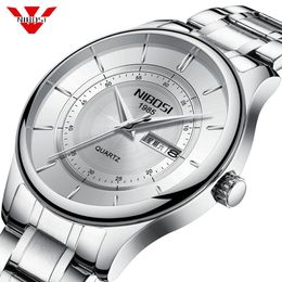 Nibosi Mens Watches Top Brand Luxury Male Clock Steel Leather Display Week Date Fashion Quartz Watch Business Men Wrist Watch182s