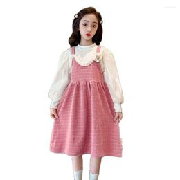 Clothing Sets Fashion Baby Girls Princess Set Spring Children Puff Sleeve Blouse And Cute Pink Dress 2pcs Outfits Toddler Strap Dresses