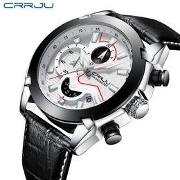 CRRJU Men's Watch Luminous Quartz Watch Male Original Brand Fashion business Waterproof Wristwatch Military Gift Clock mascul2792