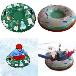 Sledding Inflatable Ski Ring Winter Circle with Handle Floated Sled Skiing Board PVC Outdoor Snow Tube Toy Accessories 230922