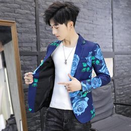 Men's Suits Small Suit Coat 2023 Spring And Autumn Korean Slim Handsome Personality Printed Lapel Thin Casual Men