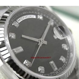 Christmas gift Original box certificate Watches Unisex Watches 118239 President Mens 18K White Gold Black Diamond Dial 36MM315y