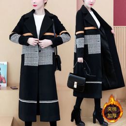 Women's Wool Blends Mid Length Westernised Woollen Coat For 200kg Fat MM Hide Meat Shows a thin Temperament 2023 Winter Plush Commuting 230922