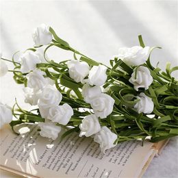 Decorative Flowers Beautiful Rose Artificial Plastic Retro Home Decor Fake White Faux Vintage Wedding Decoration