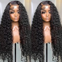 Synthetic Wigs 13x4 Lace Front Human Hair Brazilian Deep Wave Frontal Wig 360 Curly Preplucked For Women 230922