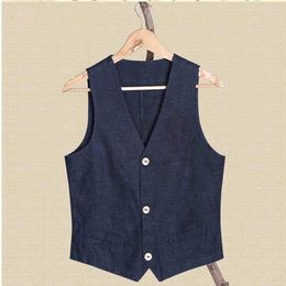 Men's Vests Summer Linen Slimming Vest Literature And Art Men Casual Thin Sleeveless Jacket Waistcoat Male Clothing Plus Size S-4XL