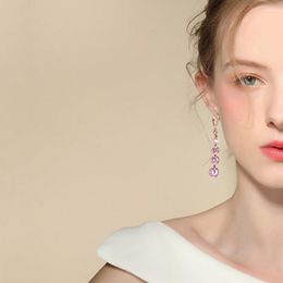 Dangle Earrings Modern Minimalist Round Zircon Long For Women 2023 Wedding Engagement Jewellery Bridal Drop Statement