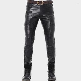 Pantaloni da uomo 2024 Pantaloni da motociclista da motociclista per professione genuina Equipaggiamento protettivo nero in morbida pelle maschile di alta qualità
