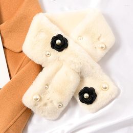 Scarves Thickened Solid Colour Fur Scarf With Warm Imitation Otter Hair Plush Collar Korean Winter Version Cross Neckerchief