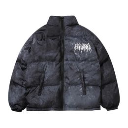 Men's Down Parkas Winter Padded Jacket Men Oversized Graphic Tiedyed Vintage Printed Hip Hop Streetwear Outwear Thick Warm Punk Coats 230922