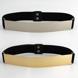 Belts Silver Mirror Adjustable Waistband Metal Elastic Belt Cummerbunds Waist Corset Women