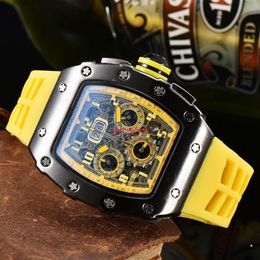 2022 Luxury Watch Six Hand Quartz Chronograph Full Function Running Second Men's Brand Tonneau Clock Cool Wristwatch Reloj Ho291K