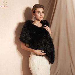 Women's Fur Faux Fur 100% Real Pictures Black Party Evening Jacket Wrap Faux Fur Wedding Cape Winter Women Bolero Wrap Winter Shawl Stock 230923