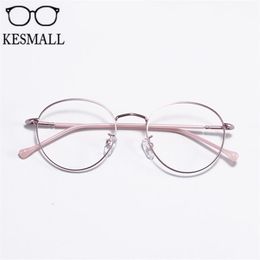 KESMALL Women Metal Glasses Frame Men Optical Eyeglasses Frames Round Shape Eyewear Prescription Myopia Glasses Frames YJ1253257L