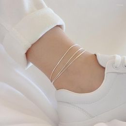 Anklets Arrival Fashion 925 Sterling Ladies Silver Three Layer Anklet Bracelet For Women & Girl Jewelry Foot