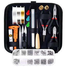 Jewelry Pouches Making Supplies Kit With Tools Wires And Findings For Repair And Beading291F