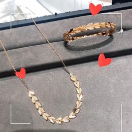 necklace bracelet leaf diamond fashion jewelry jewlery designer 18k gold necklace Women Men couple fashion layered necklace Weddin2700