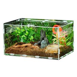 Reptile Supplies Acrylic Box For Spiders Tortoise Lizard Breeding Insect Vents Sliding Small Pet Terrarium Vivarium 230923