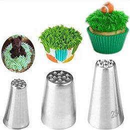 Other Event Party Supplies 3Pc Stainless steel cream decoration mouth Small grass shape nozzle Baking tools Grass Cream Icing Nozzles Pastry Decorate 230923