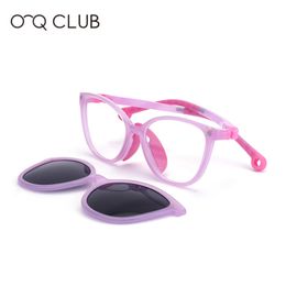 Fashion Sunglasses Frames O-Q CLUB Kids Glasses Boys Girls Cat Eye Fashion Sunglasses Optical Magnetic Clip On Polarized UV400 Eyeglasses Frames 19977 230923