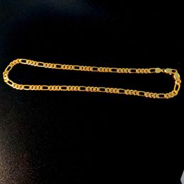 Necklace Chain Real 18 k Yellow G F Gold Solid Fine Stamep 585 Hallmarked Men's Figaro Bling Link 600mm 8mm304j