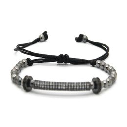 New Design Jewelry Whole 4mm 18kt Round Beads with Cubic Zirconia Tube Braided Macrame CZ Bracelets337p