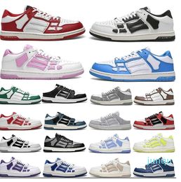 with box Skel Top Low Bones bone Leather Sneakers Skeleton Blue Red White Black Grey Brown Men Women ourdoor Sports mens trainers big size