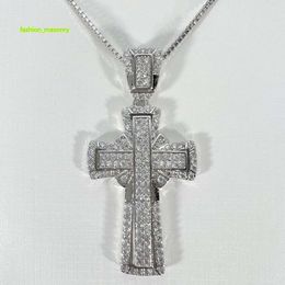 Handmade Lab Diamond Cross Pendant 925 Sterling Silver Party Wedding Pendants Necklace for Women Men Moissanite Jewellery Gift