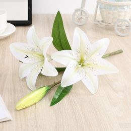 Decorative Flowers Simulated Two Headed Lily Living Room Flower Ornaments Plant Film