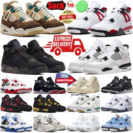 Designer Pine Green 4 4s basketballs shoes sneakers for mens womens Military Black Cats Canvas shoe Thunder red Cement Plate AirJordanAj4Basketball Shoes