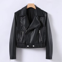 Women's Leather Faux Fur THEME 21 Women Fashion Jacket Casual Zipper Motorcycle Coat 2023 Fall Winter Arrival Clothing Top Design 230923