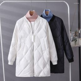 Women's Trench Coats Black Long Coat Trend Autumn Winter Korean Versatile Baseball Jacket Loose Diamond Cotton Harajuku Lolita Fashion