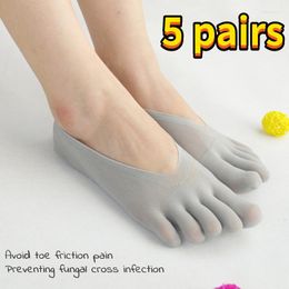 Women Socks 5 Pair Summer Five-Finger Ultrathin Funny Toe Invisible With Silicone Anti-Skid Breathable Anti-Friction