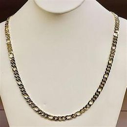 10k Solid Gold Handmade Figaro Curb link mens chain necklace 24 57 Grammes 6 5 MM309c