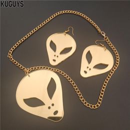 ET Alien Dangle Earrings Gold Silver Mirror Acrylic Jewellery Fashion Cool Accessories2362