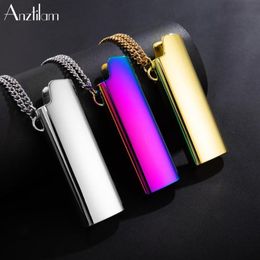 Pendant Necklaces High-Quality Gold Silver Colour Alloy Lighter Case Long Link Chain Hip Hop Personality Necklace For Women Men Rap225o