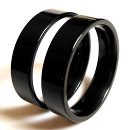 Whole 50pcs Unisex Black Band Rings Wide 6MM Stainless steel Rings for Men and Women Wedding Engagement Ring Friend Gift Party288W