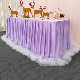 Table Skirt Chiffon Organza Wedding For Cloth Party Birthday Baby Shower Banquet Decoration Skirting