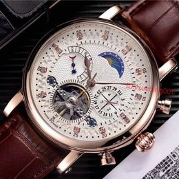 New Promotion fashion men Watches Brown Leather Watch Classic Relogio Masculino Gold 2813 Automatic Mechanical Hand-winding Watch 282K