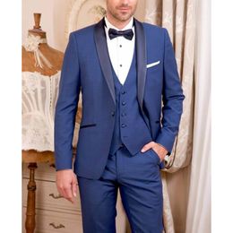 Men's Suits Blazers Arrival Men Suit Fashion Shawl Lapel Solid 3 Piece Set Party Prom Wedding Tuxedo Formal Full BlazerVestPants 230923