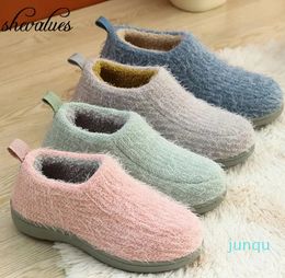 Shevalues Woolly Plush Cotton Shoes For Woman Autume Winter Solid Color Warm Furry Antislip Comfort Home Mute 230921