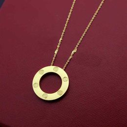 Top Quality 3 Colors Stainless Steel Gold Necklace Ring nail pattern Pendant Classic Love Designer Necklaces Fashion Jewelry Party265e